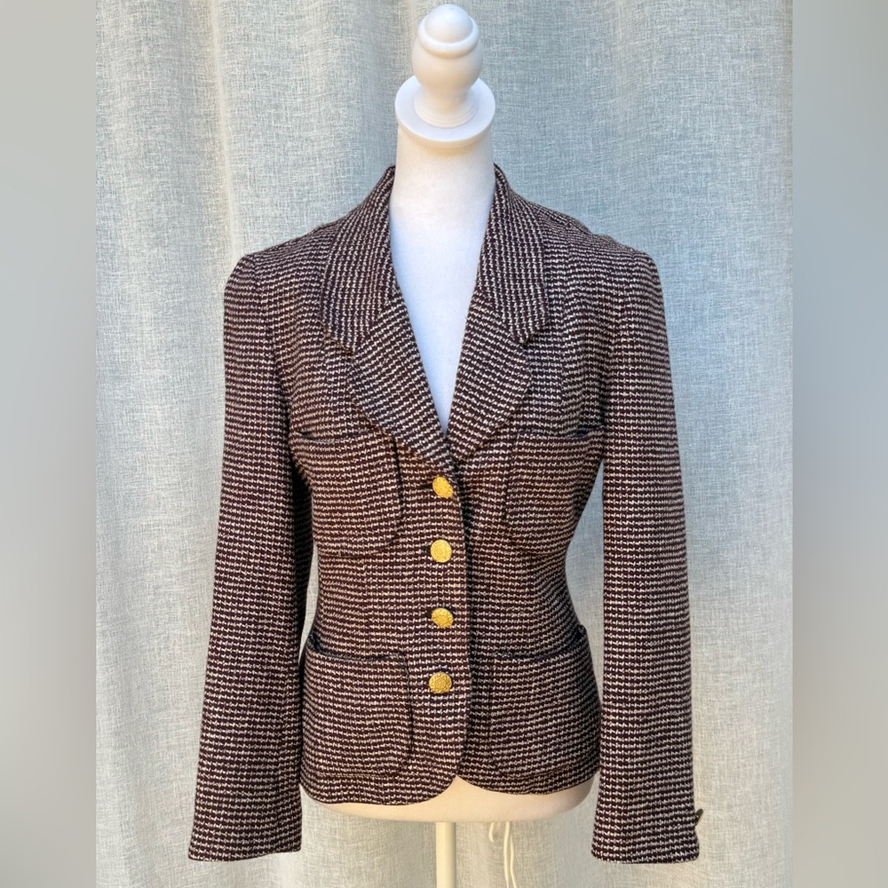 Mondi The Company 1990 purple and white tweed blazer